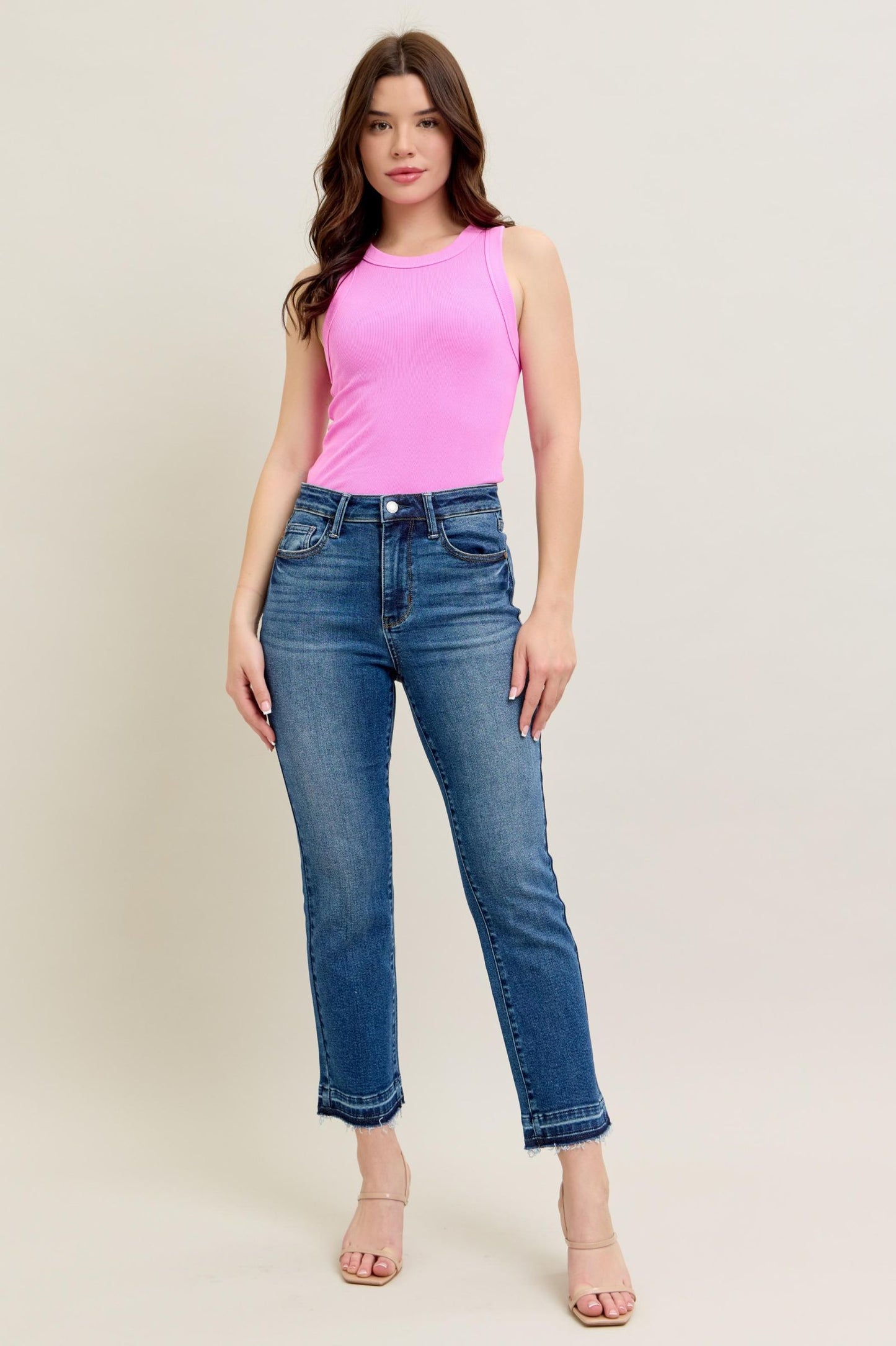 Judy Blue High Rise Vintage Released Hem Cropped Jeans