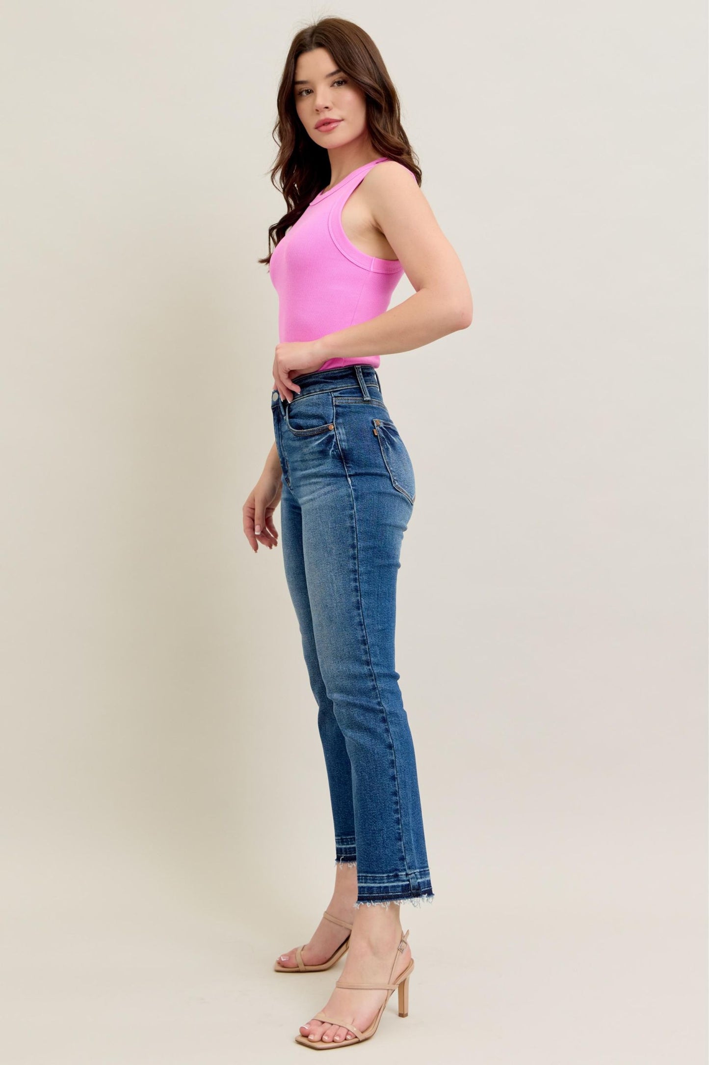 Judy Blue High Rise Vintage Released Hem Cropped Jeans