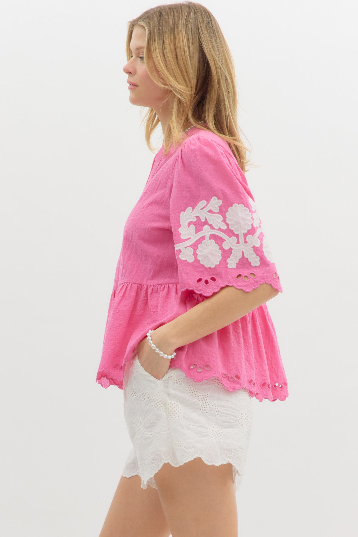 Wanda Pink Scalloped Top