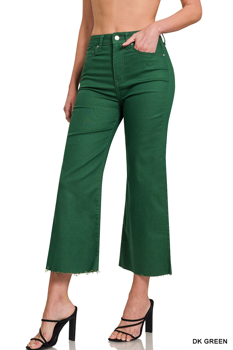 Zenana High Rise Flared Cropped Denim Pants