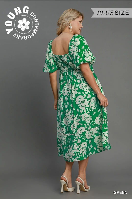Kellie Green Floral Print Dress