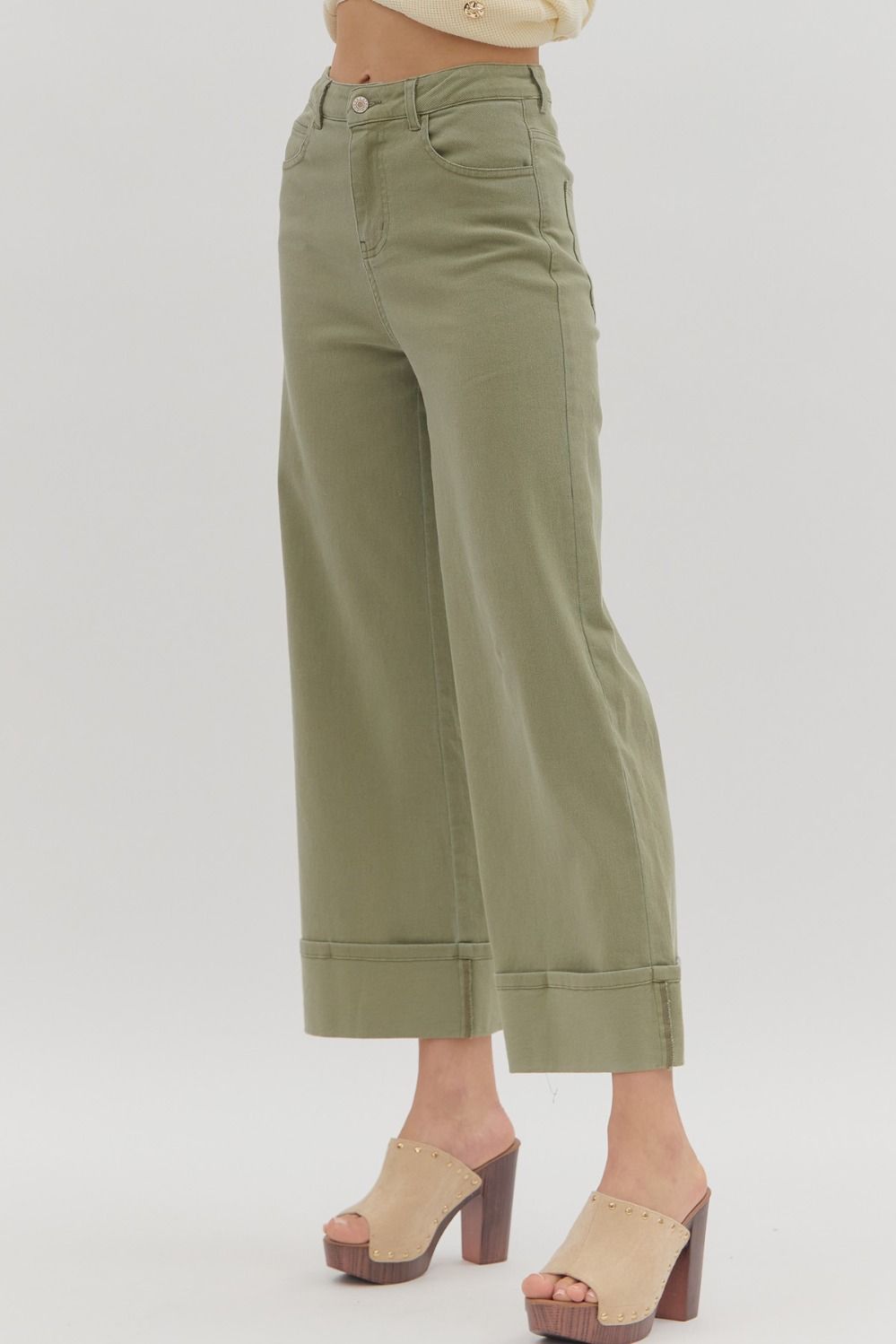 Entro Mid Rise Ankle Length Cuffed Pants