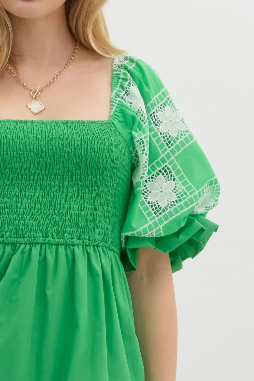 Peggy Green Smocked Dress
