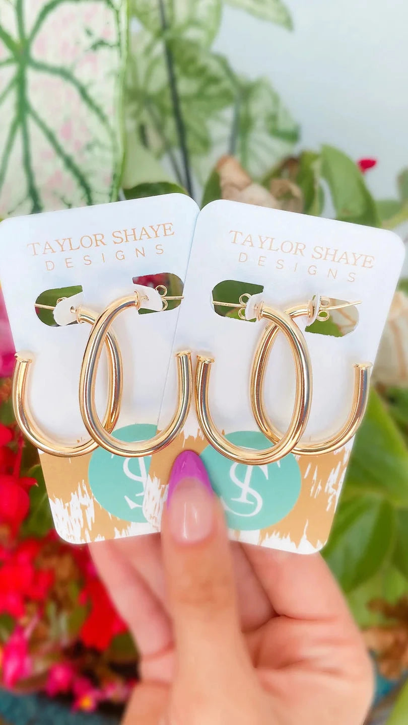 Marissa Gold Oval Hoop Earrings – Round Bottom Farm Boutique and