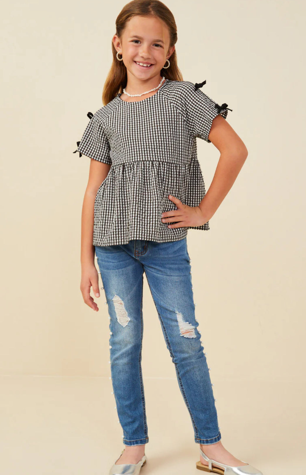 Bella Black Gingham Top