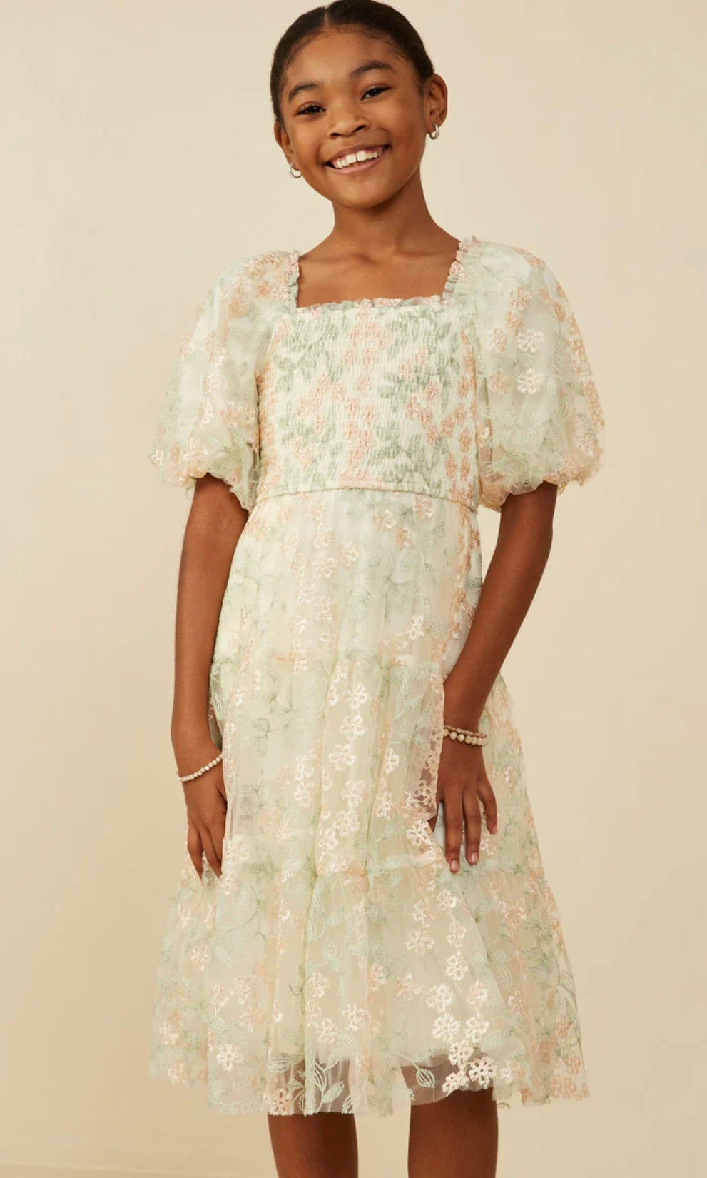 Stephanie Ivory Floral Dress
