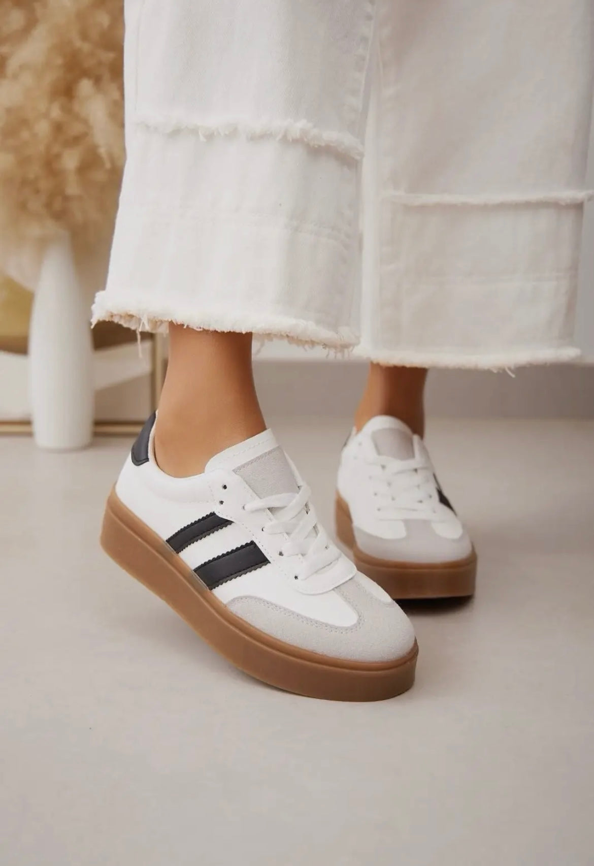 Bethany White Striped Sneaker