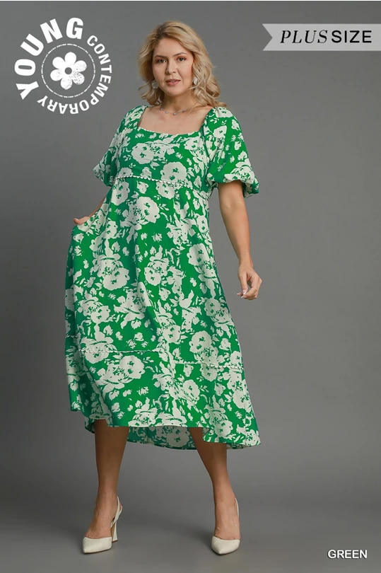 Kellie Green Floral Print Dress