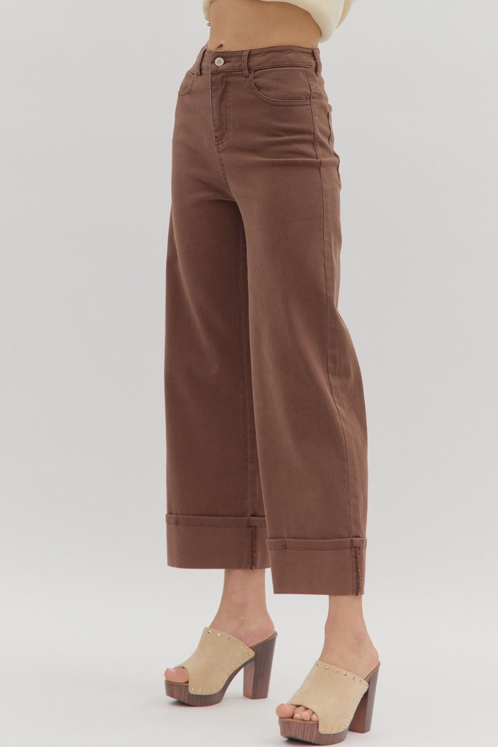 Entro Mid Rise Ankle Length Cuffed Pants
