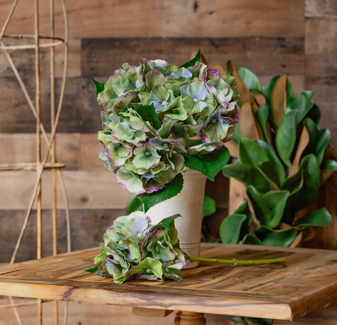 Antique Green Real Touch Hydrangea 14” Stem