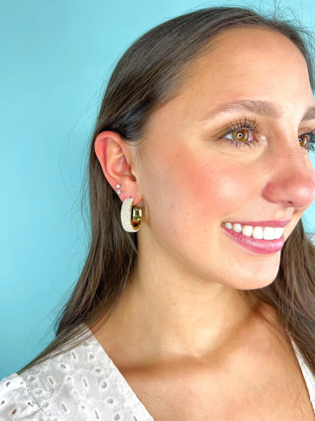 Camille Pearl Hoop Earrings