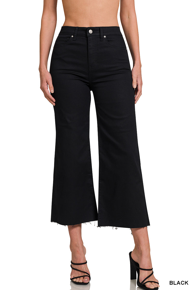 Zenana High Rise Flared Cropped Denim Pants