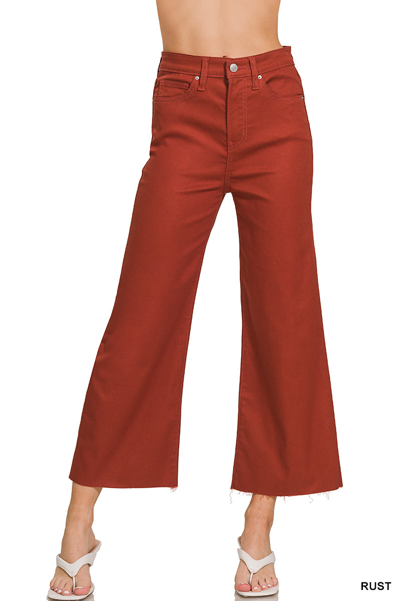 Zenana High Rise Flared Cropped Denim Pants