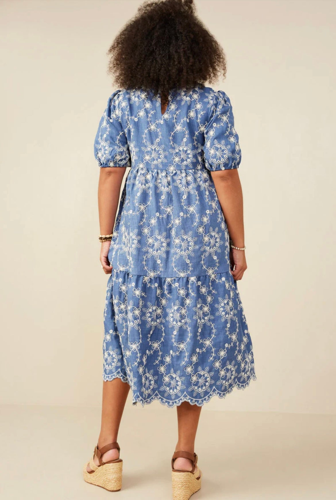 The Heidi Embroidered Denim Plus Size Dress