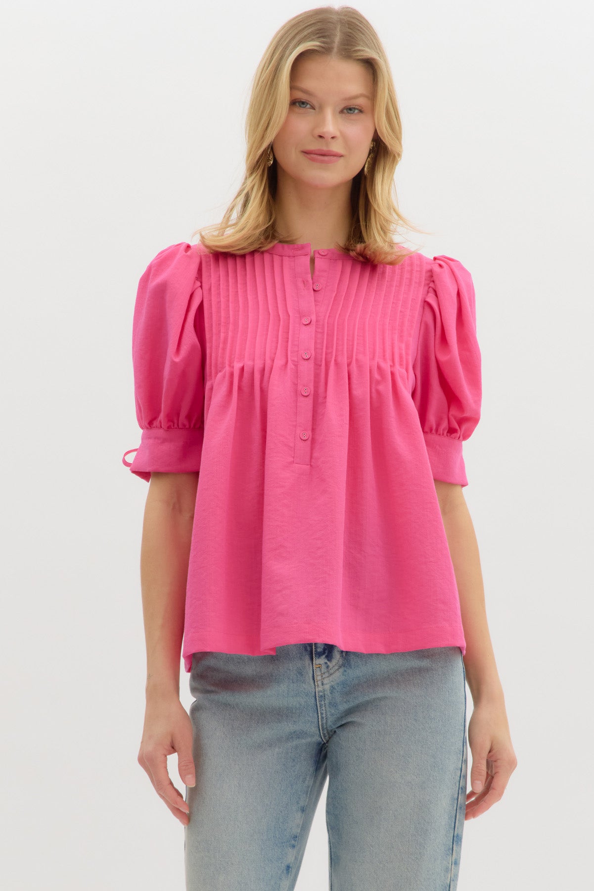 Pauline Pleated Pink Top
