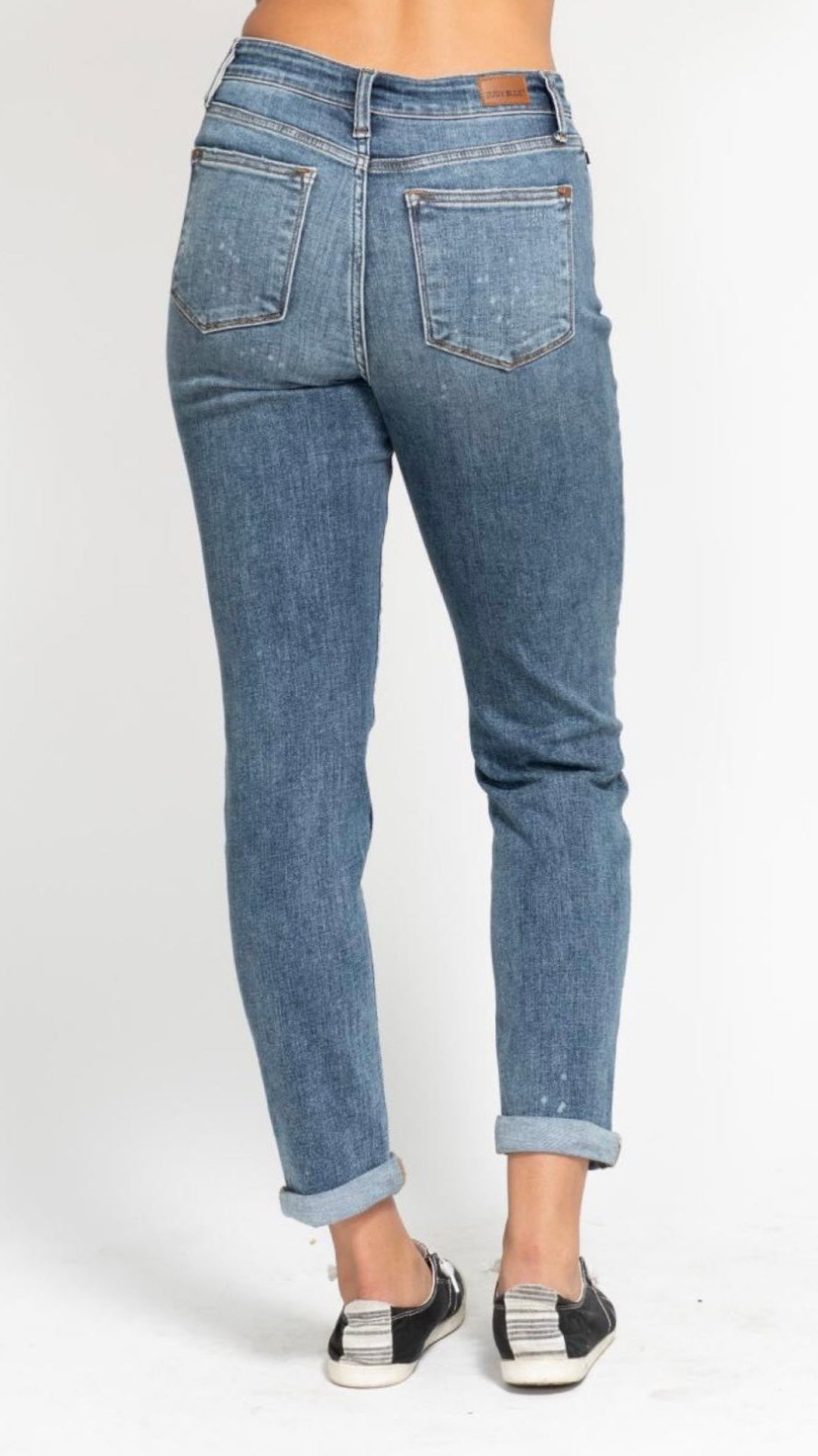 Judy Blue High Rise Bleach Splashed Boyfriend Jeans - Clearance