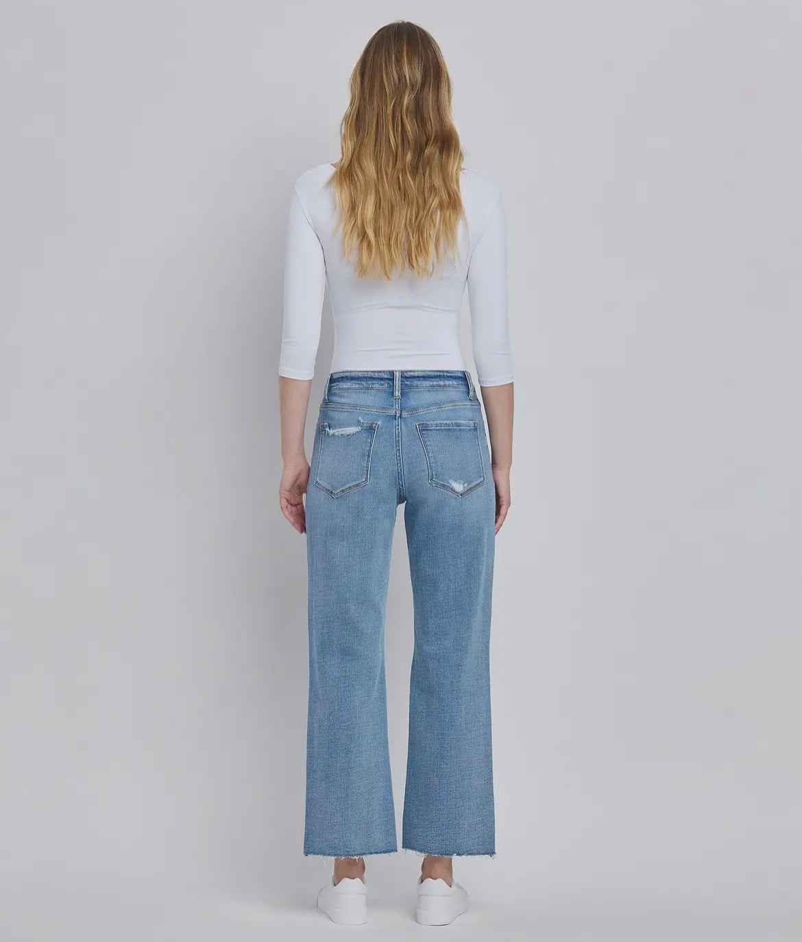 Flying Monkey High Rise Slim Wide Distressed Jeans