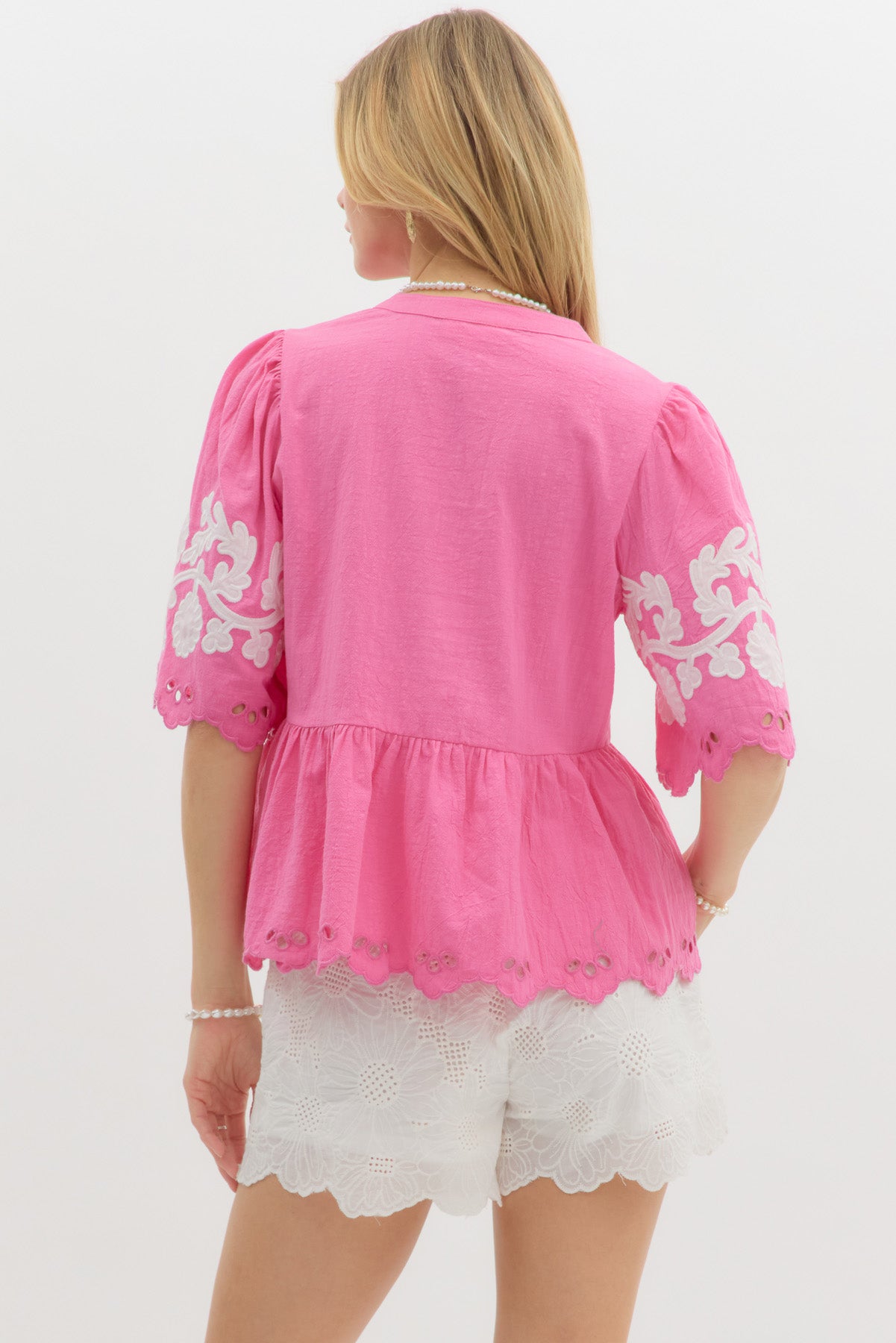 Wanda Pink Scalloped Top