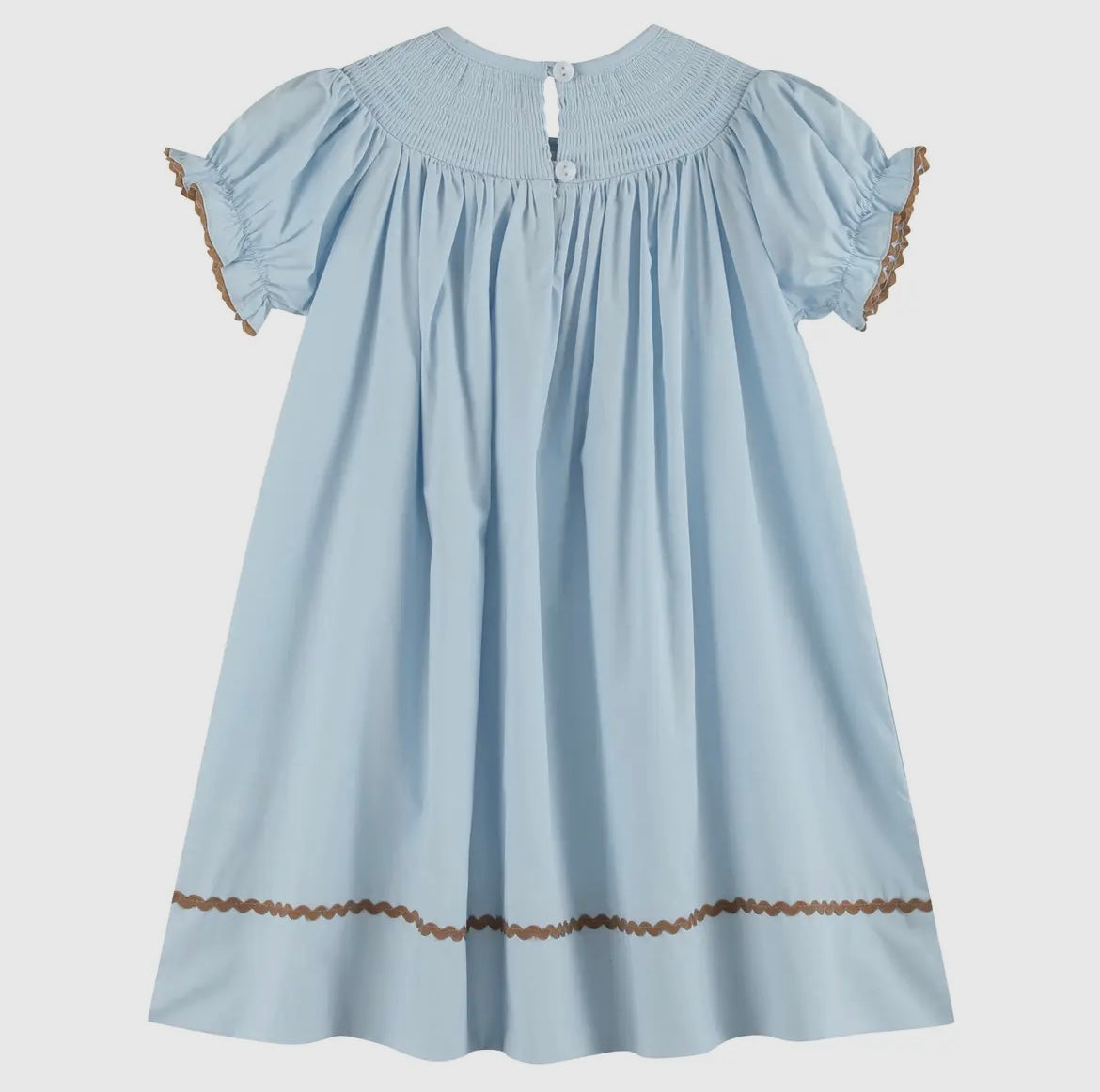 Lil Cactus Light Blue Smocked Pumpkin Bishop Dress