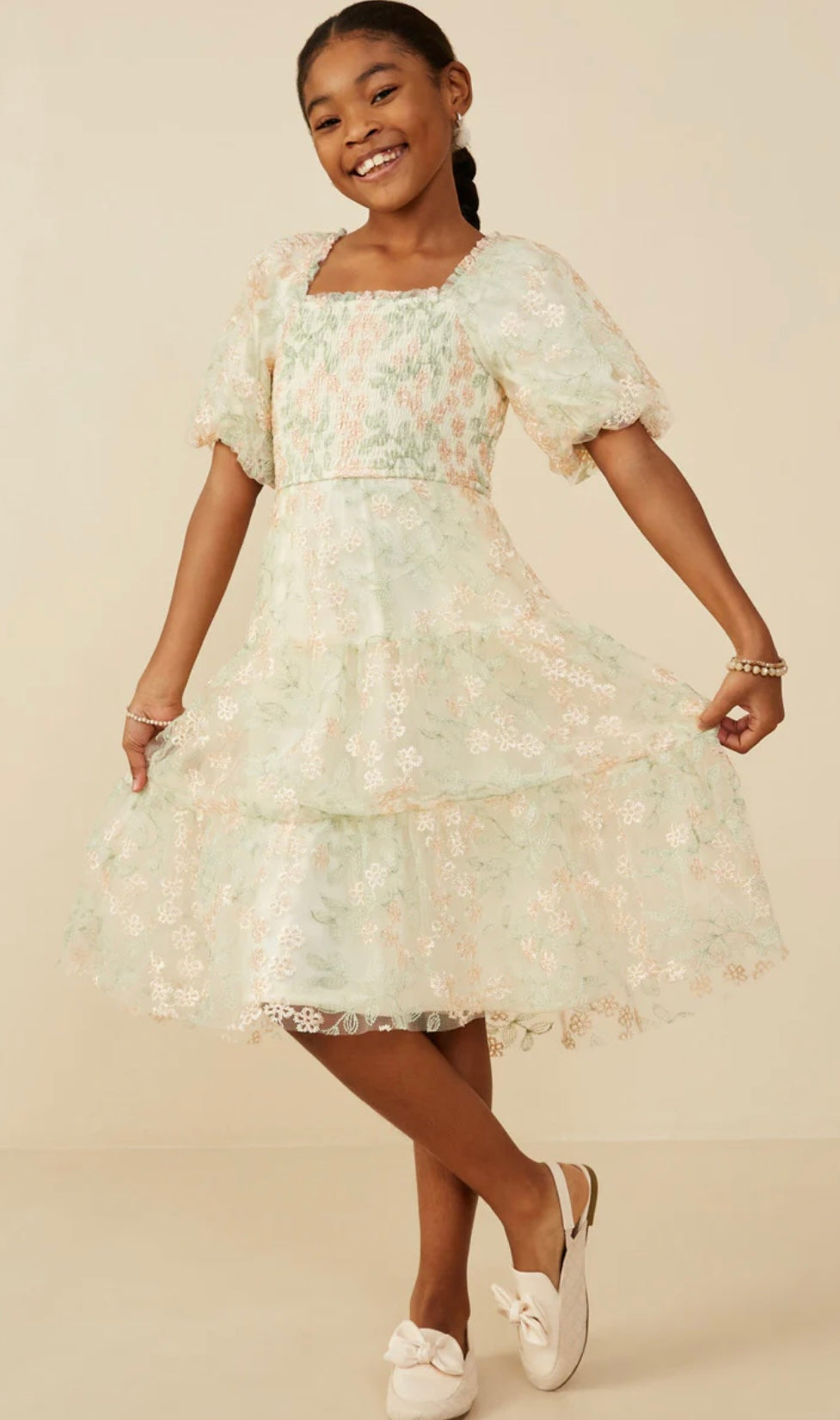 Stephanie Ivory Floral Dress