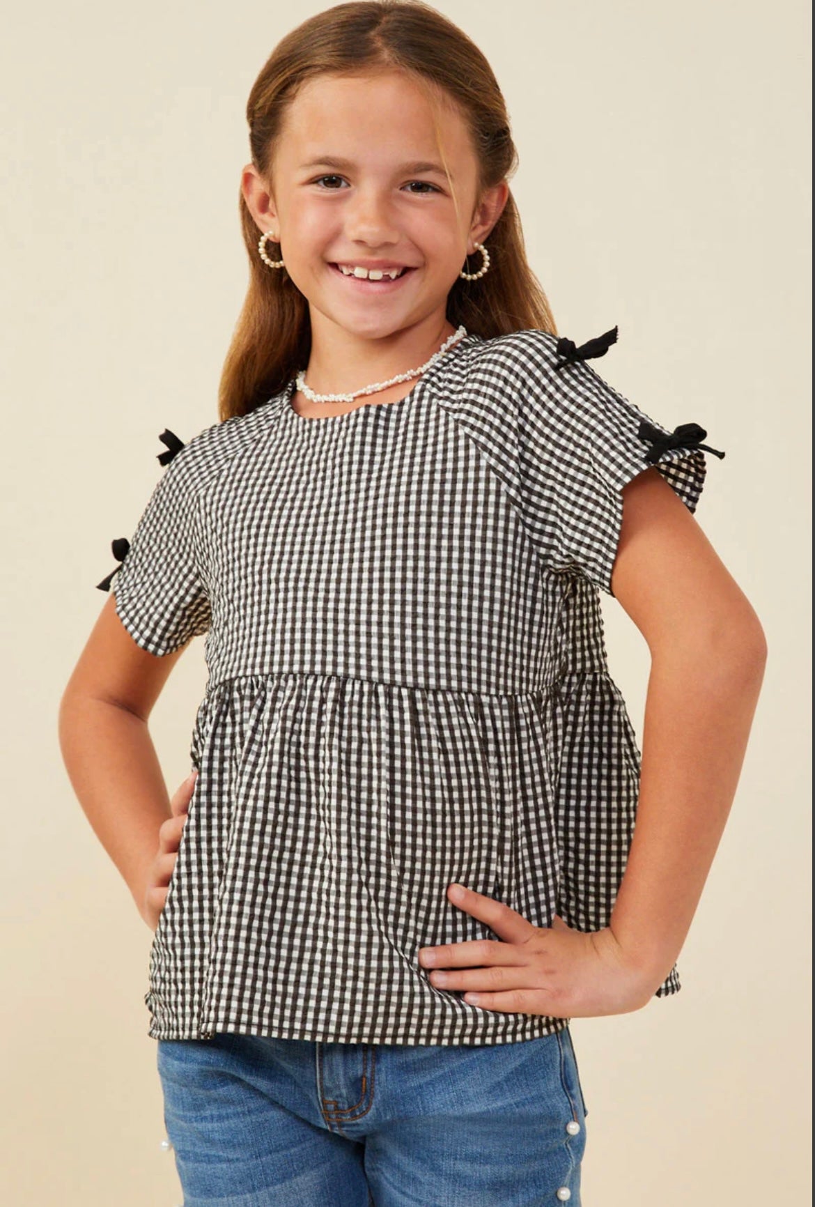 Bella Black Gingham Top