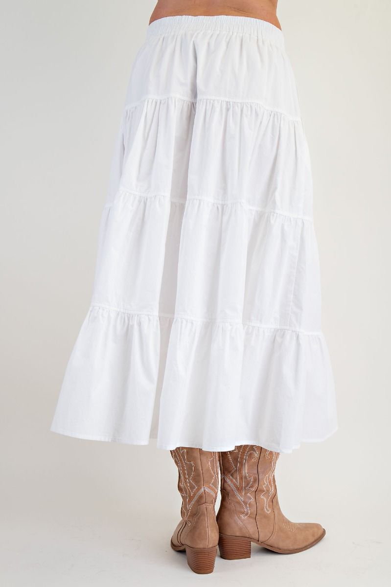 Easel White Tiered Maxi Skirt