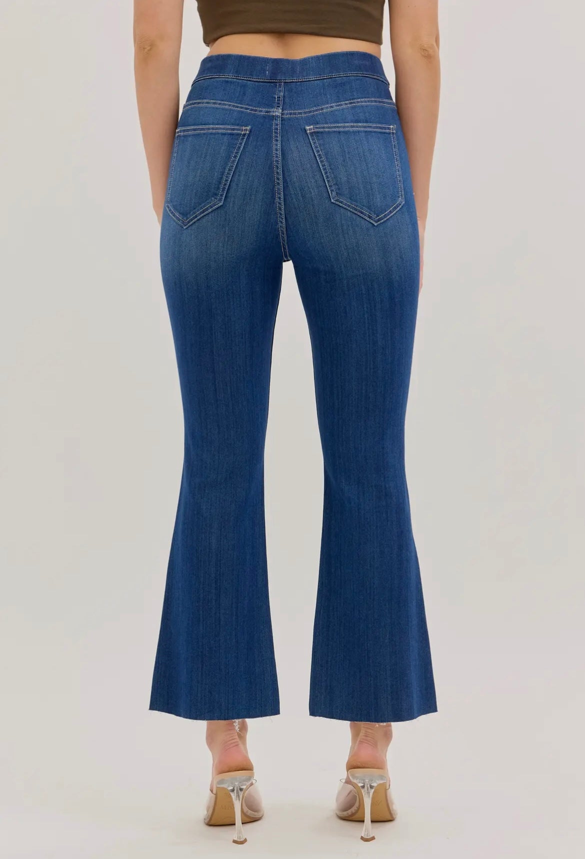 Cello High Rise Pull On Crop Flare Jeans (Petite)