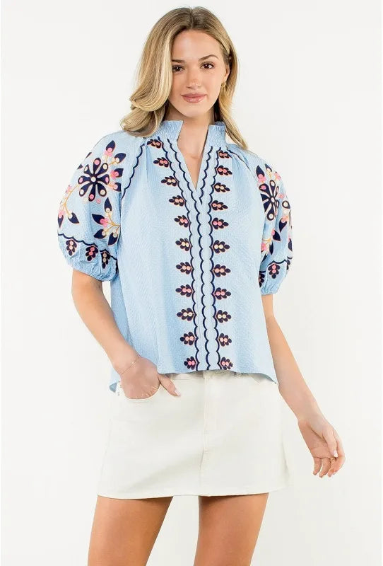 Joella Embroidered THML Top