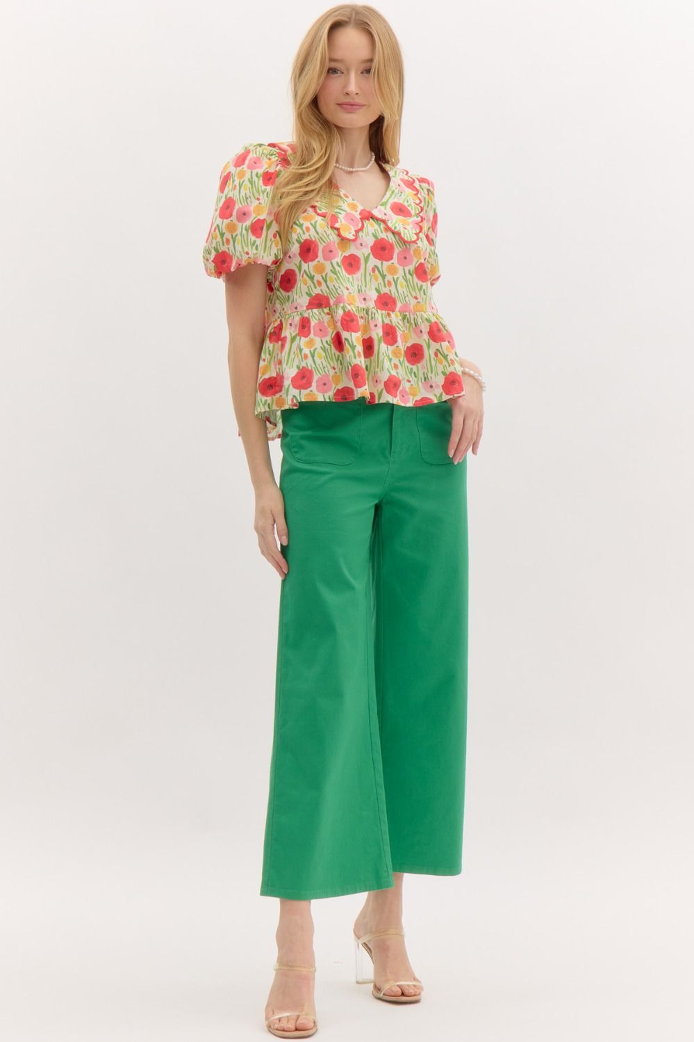 Entro Wide Leg Ankle Length Pants