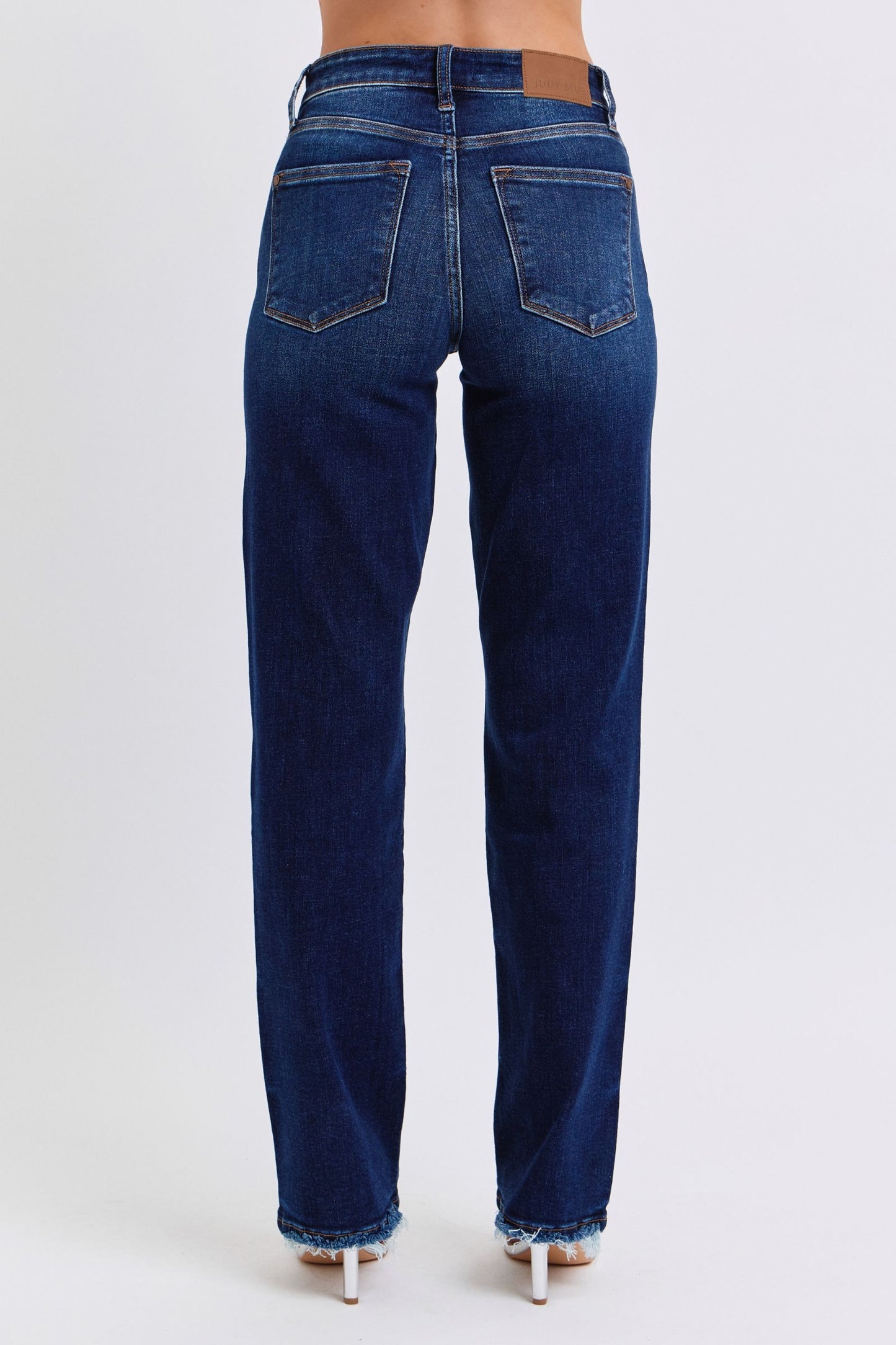 Judy Blue Mid Rise Straight Fit Frayed Hem