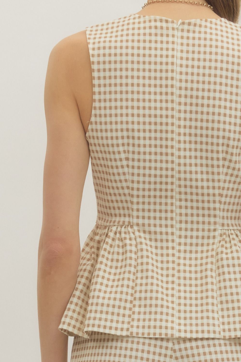 The Shayla Tan Gingham Top