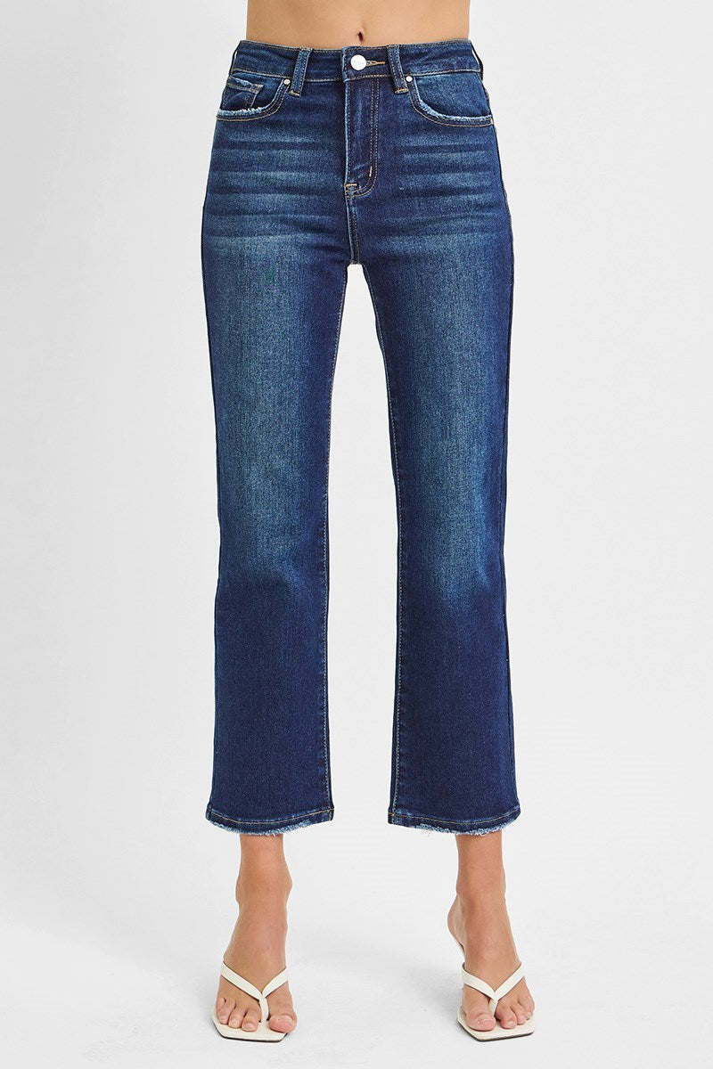 Risen High Rise Crop Straight Plus Size Jeans