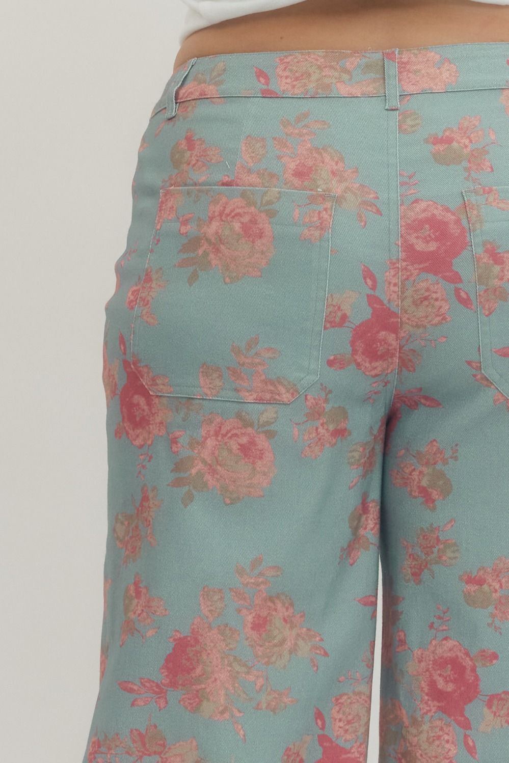 Entro Blue and Pink Floral Plus Size Pants