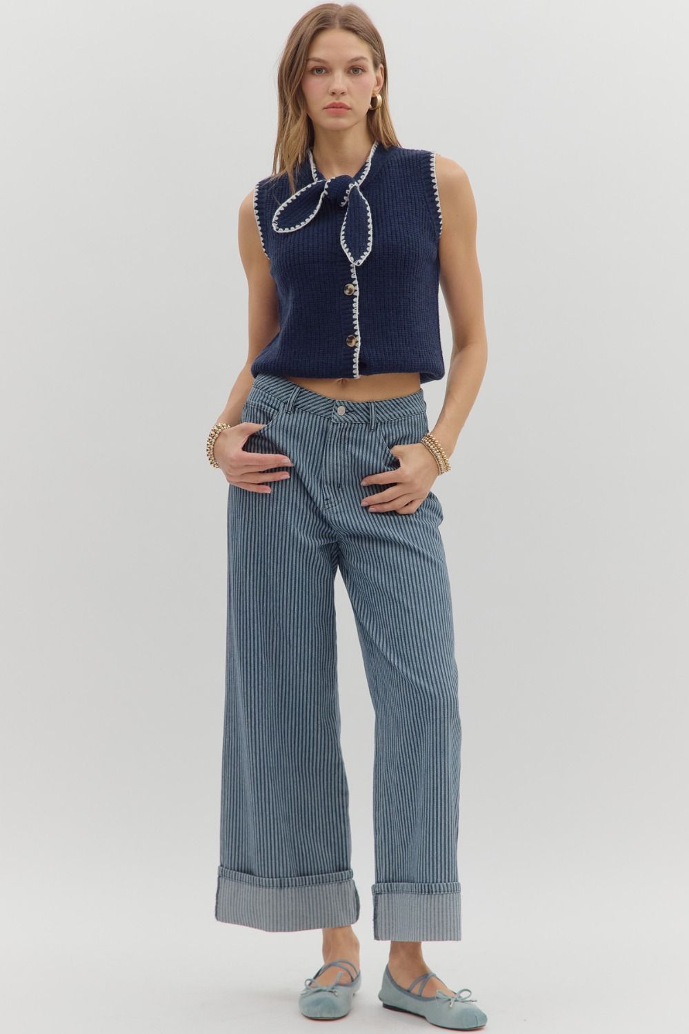 Entro Striped Denim Slacks