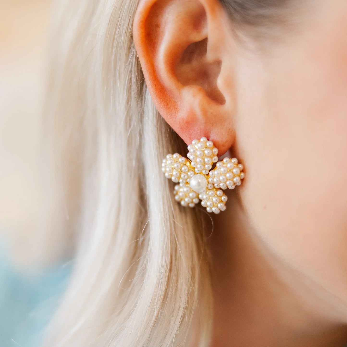 Pearl Flower Stud Earrings