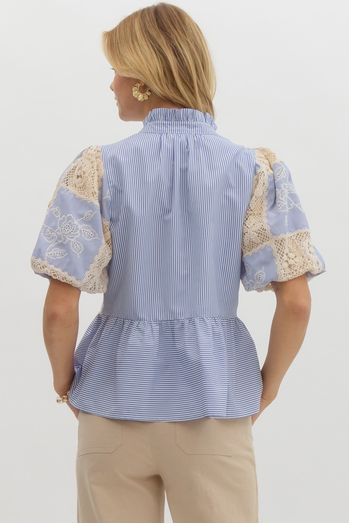 Heather Blue Striped Top