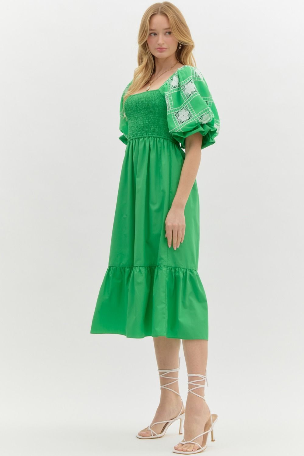 Peggy Green Smocked Dress