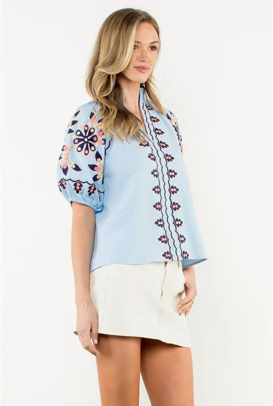 Joella Embroidered THML Top