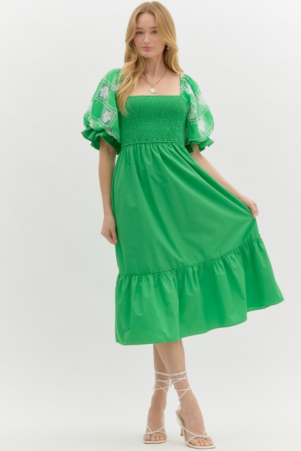 Peggy Green Smocked Dress