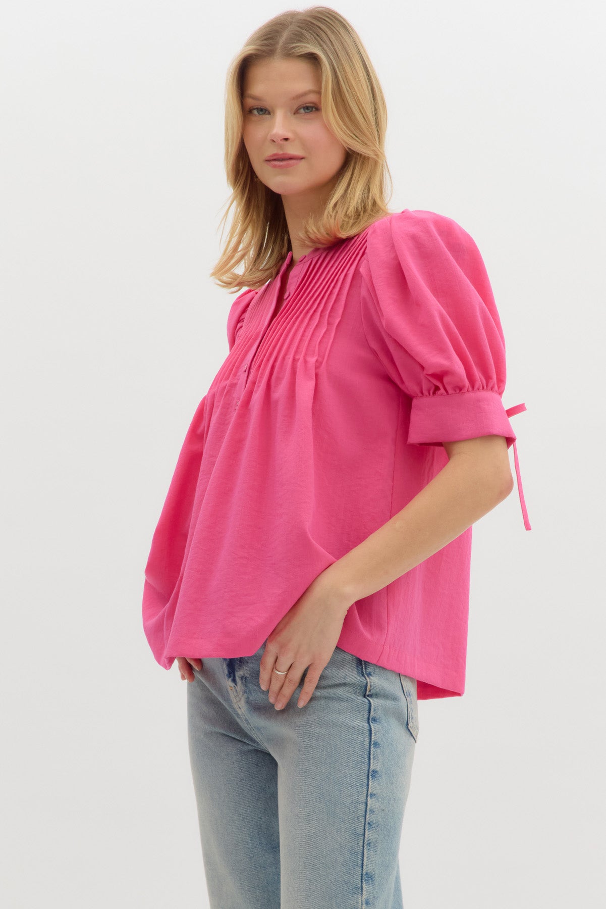 Pauline Pleated Pink Top