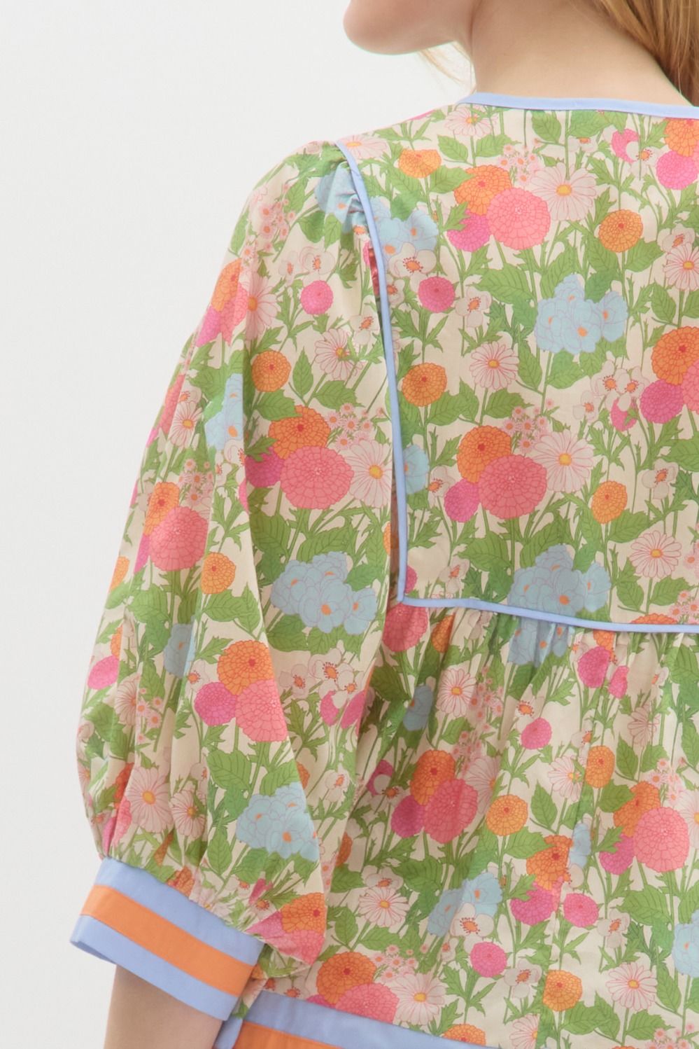 Marigold Floral Plus Size 3/4 Sleeve Top
