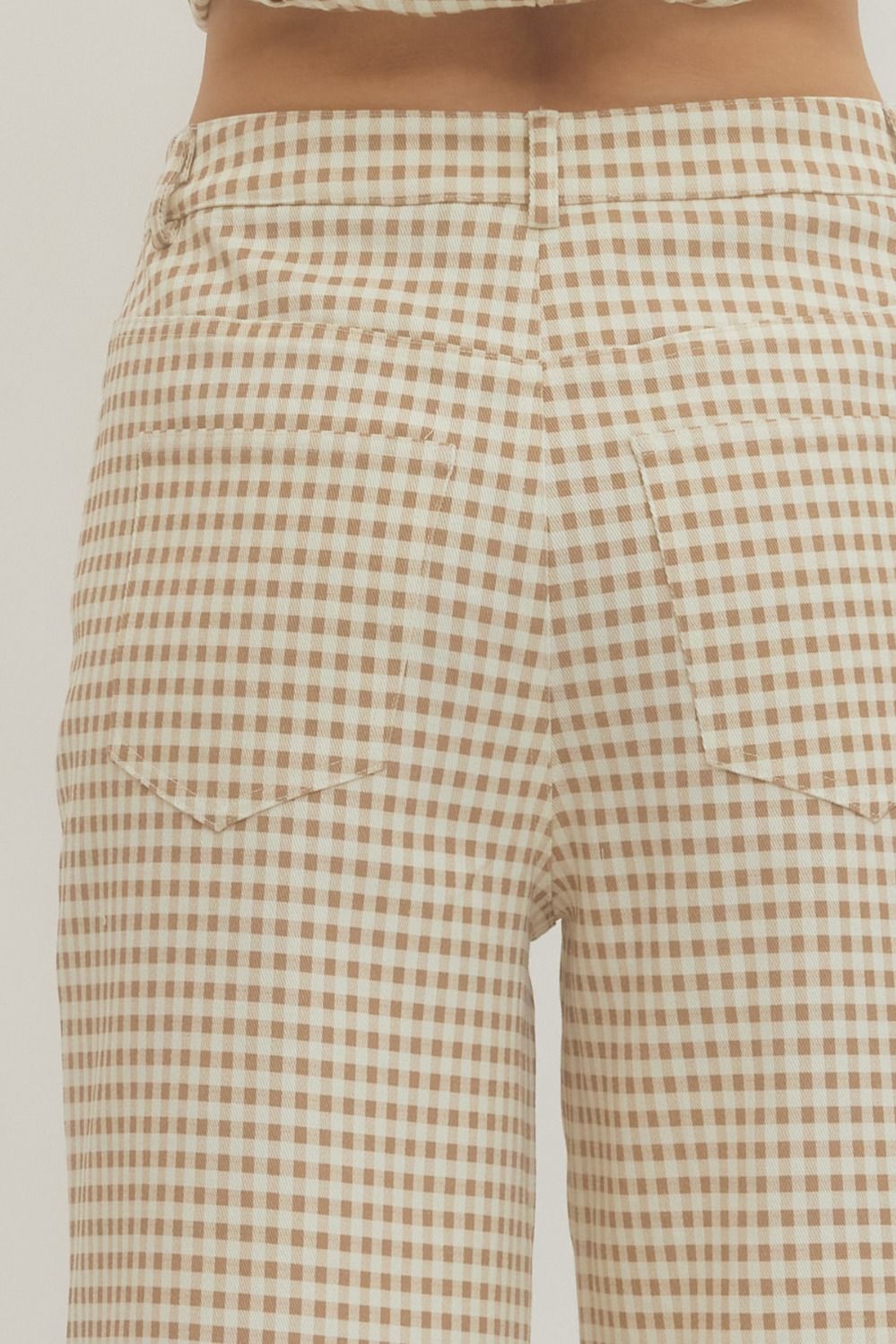 Entro Tan Gingham Checked Pants