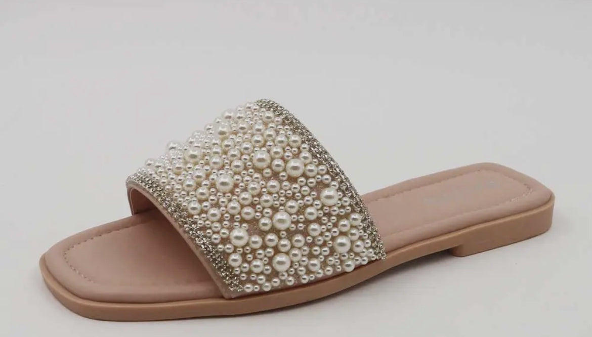 Bamboo Pearl Studded Sandals - Clearance