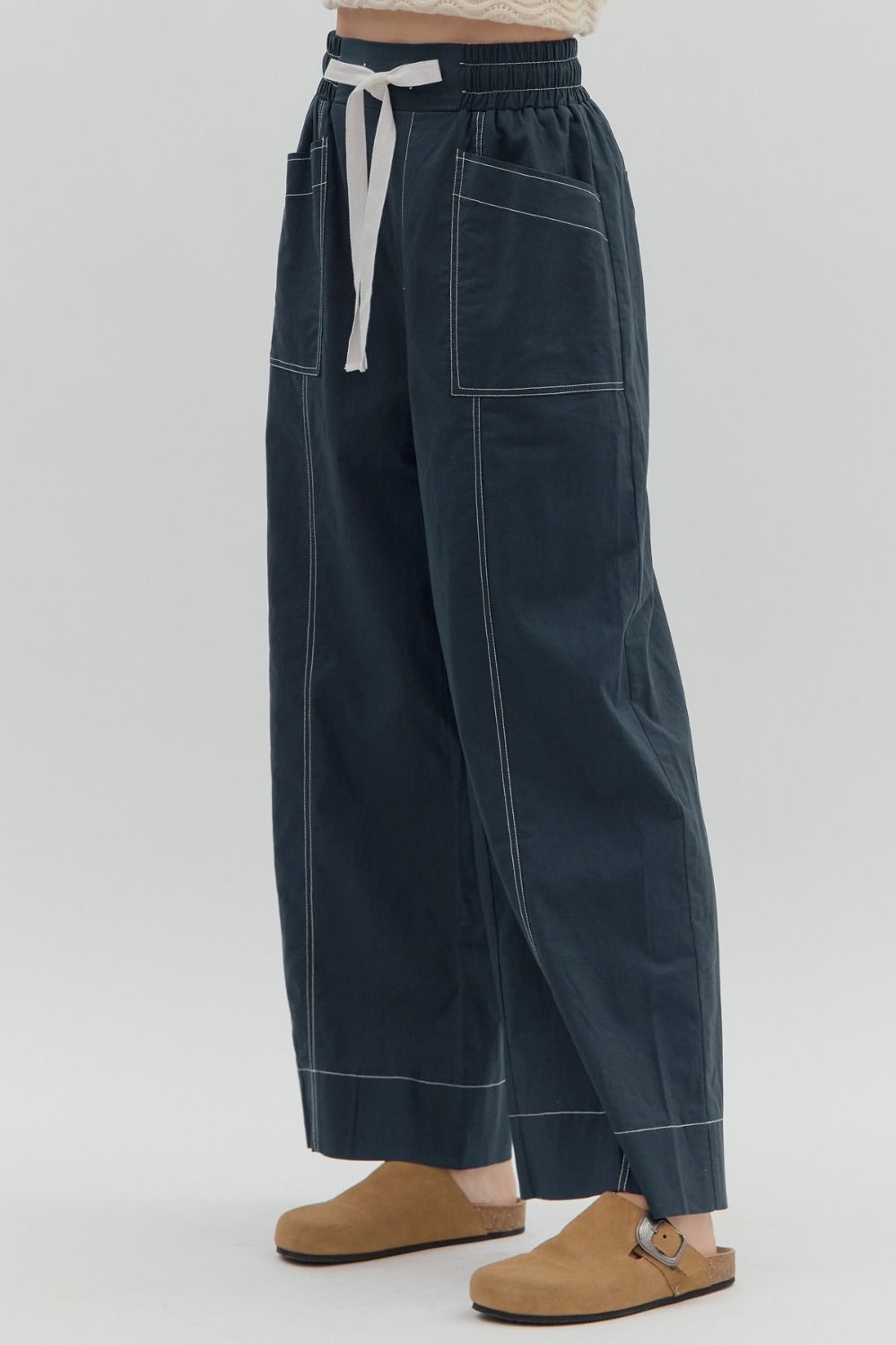 Entro Drawstring Wide Leg Pants