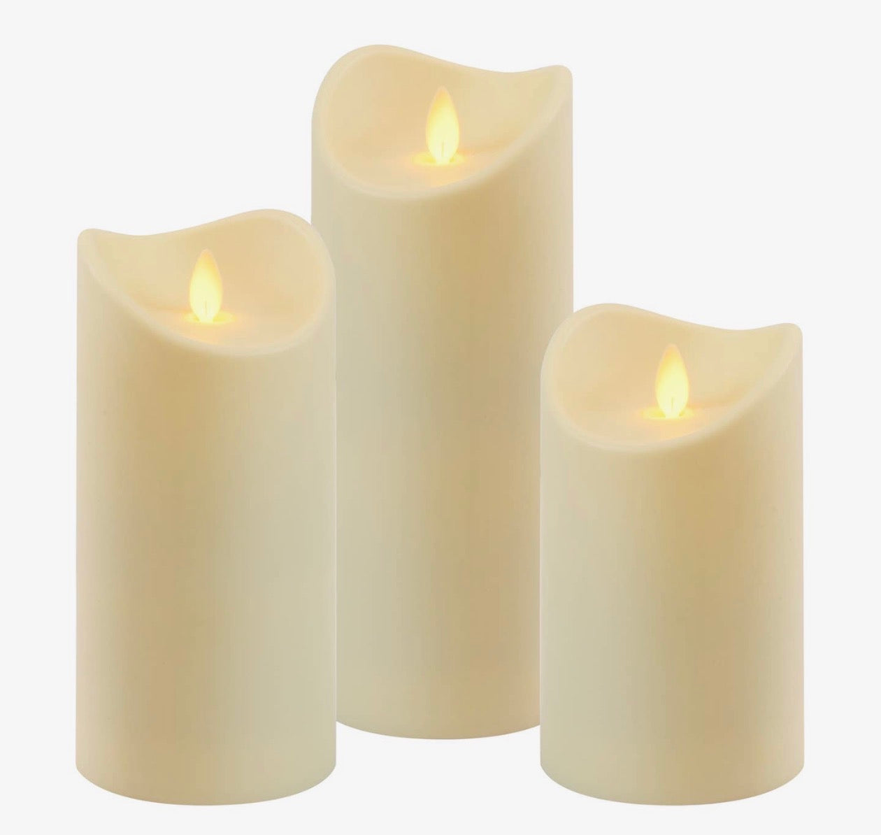 LumaBase Battery Operated LED Candles with Moving Flame - Set of Three