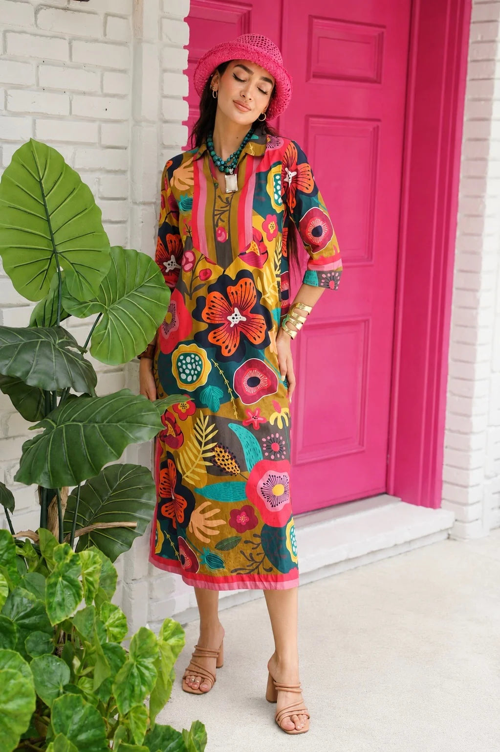Just Darviny Fall Blossoms Kaftan Dress (***See Size Availability Under Description***)