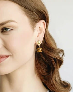 Susan Shaw Tiger’s Eye Drop Earrings