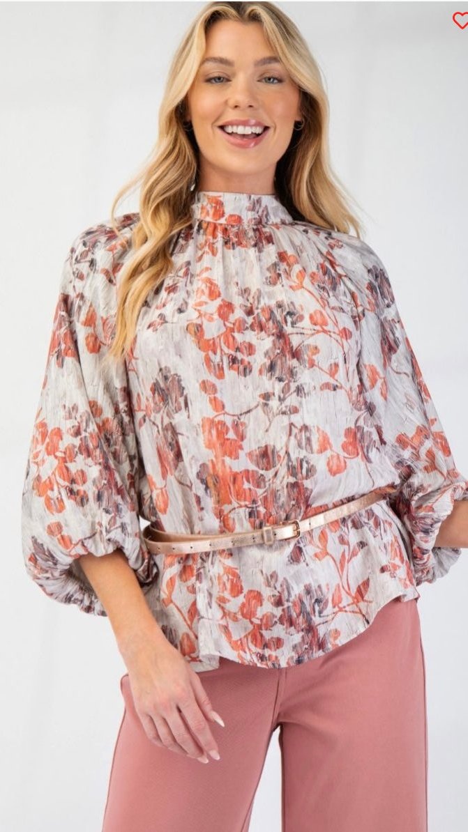 Anna Grey & Red Floral Top