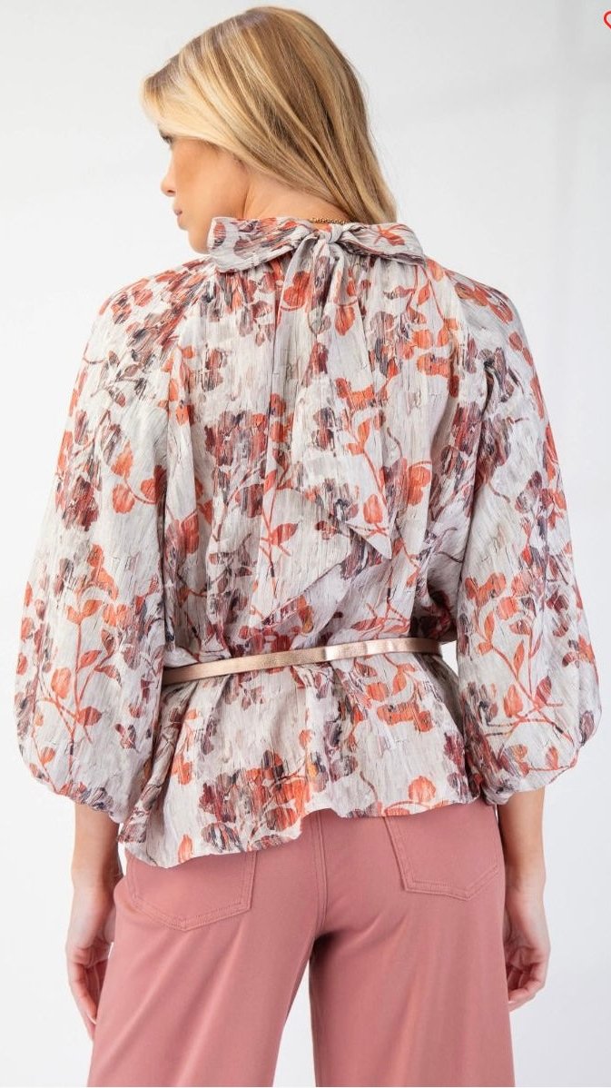 Anna Grey & Red Floral Top