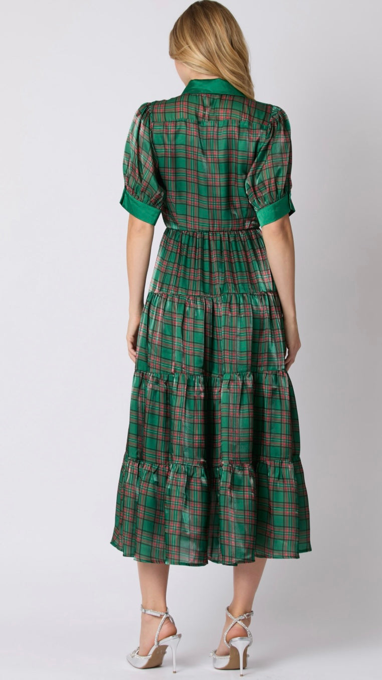 Christmas Plaid Midi Dress